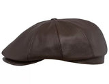 Eight Piece Cap Tweed-Leather/Black/Brown