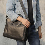 Mens Simple Style Business Leather Handbag