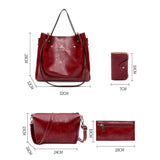 Ladies retro four-piece large-capacity PU picture-mother bag, solid color handbag, one-shoulder diagonal bag