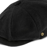 Boardwalk - Walrus Hats Black Linen/Cotton Blend 8 Panel Newsboy Cap