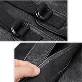 Men’s Large Capacity Top-Handled Zip Fastening Genuine Leather Backpack