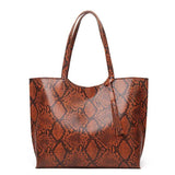 Fashion Snake Print Large Capacity Tote Bag Shoulder Bag