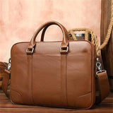 Leather Business Retro Large-Capacity Briefcase 14 Inch Computer Handbag