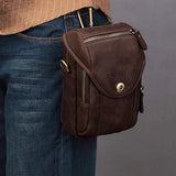 Leather Small Shoulder Bag Waist Belt Pouch Crossbody Bag Cell Phone Money Carrying Case Purse Wallet Bum Bag Fanny Pack for Men