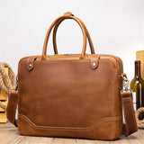 High Quality Retro Business Handbag Genuine Leather Travel Computer Crossbody Bag