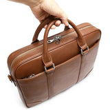 Leather Business Retro Large-Capacity Briefcase 14 Inch Computer Handbag
