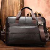 Mens Large Capacity Leather Handbags Casual Business Briefcase