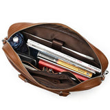 Leather Business Retro Large-Capacity Briefcase 14 Inch Computer Handbag