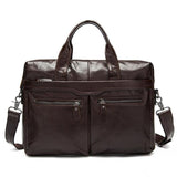 Men's Multifunctional Business Leather Handbag Detachable Shoulder Strap Crossbody Bag