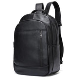 Men’s Large Capacity Top-Handled Zip Fastening Genuine Leather Backpack