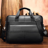 Mens Large Capacity Leather Handbags Casual Business Briefcase
