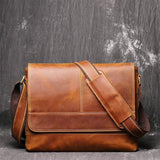 Men's Leather Vintage Crossbody A4 Briefcase