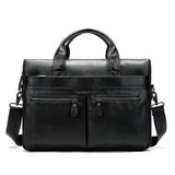 Men's Multifunctional Business Leather Handbag Detachable Shoulder Strap Crossbody Bag