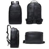 Men’s Large Capacity Top-Handled Zip Fastening Genuine Leather Backpack