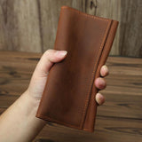 Long crazy horse leather multi-function mobile phone passport bag