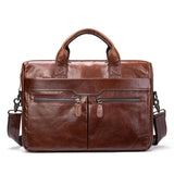 Men's Multifunctional Business Leather Handbag Detachable Shoulder Strap Crossbody Bag