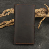 Long crazy horse leather multi-function mobile phone passport bag