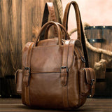 Men's Leather Backpack Retro Multifunctional Handbag