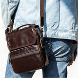 Mens Classic Business Casual Briefcase Handbagas Leather Shoulder Packs