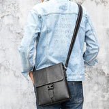 Leather Solid Color Business Crossbody Bag Shoulder Bag For Men