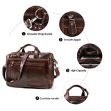 Luxury Business Travel Shoulder Messenger Bag Genuine Leather Computer Handbag Work Official Laptop Briefcase Bag For Men