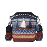 Ladies ethnic style personality one-shoulder messenger bag tassel bucket bag