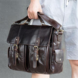Men's Business Handbag Retro Leather Flip Type Crossbody Bag