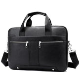 Men's Multifunctional Business Leather Handbag Detachable Shoulder Strap Crossbody Bag