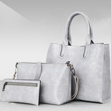 Women's new retro three-piece fashion oil wax leather large-capacity handbag