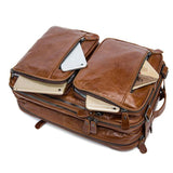 Mens Multipurpose Business Casual Case Leather Handbags Backpacks