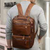 Mens Multipurpose Business Casual Case Leather Handbags Backpacks