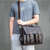 Mens Vintage Fashion Large Capacity Business Handbags Crossbody Bags