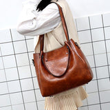 Ladies retro four-piece large-capacity PU picture-mother bag, solid color handbag, one-shoulder diagonal bag