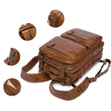 Mens Multipurpose Business Casual Case Leather Handbags Backpacks