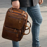 Mens Multipurpose Business Casual Case Leather Handbags Backpacks