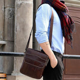 Genuine Leather Retro Large Capacity Shoulder Bag Crossbody Bag
