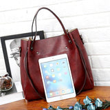 Ladies retro four-piece large-capacity PU picture-mother bag, solid color handbag, one-shoulder diagonal bag