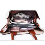 Women's new retro three-piece fashion oil wax leather large-capacity handbag