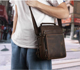 Men's Casaul Leahter Large Capacity Crossbody Bag