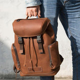 Men's Outdoor Travel Large-Capacity Leather Breathable Backpack