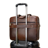 Men's Leather Briefcase Handbag Large Capacity Retro Shoulder Bag Crossbody Bag